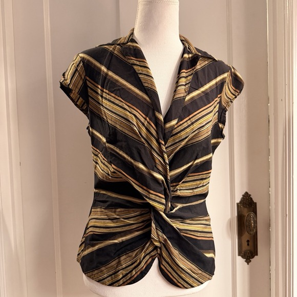 Kenneth Cole Tops - Kenneth Cole VTG Women's Y2K Chevron Print Cotton Blouse‎ Size 8